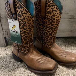 Ariat Brown and Leopard Print Western Boots